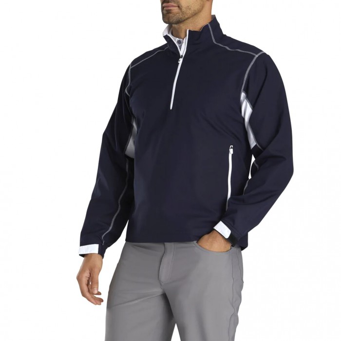 Footjoy Sports Vindskjorte Herre Marineblå Hvite | NO-02CYZS