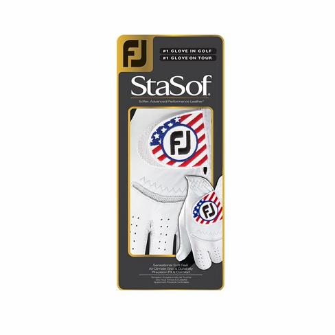 Footjoy StaSof Flag Golfhansker Dame Hvite | NO-03XQFE