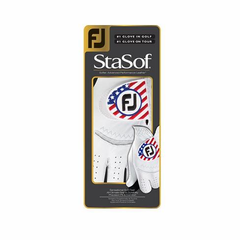 Footjoy StaSof Flag Golfhansker Herre Hvite | NO-90WMJD