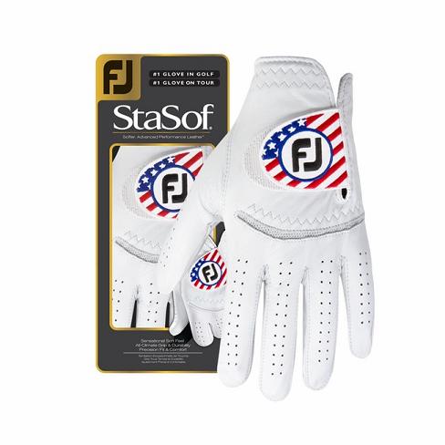 Footjoy StaSof Flag Golfhansker Herre Hvite | NO-90WMJD