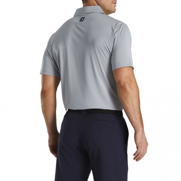 Footjoy Stretch Lisle Dot Print Self Collar Skjorte Herre Grå | NO-45NDLB