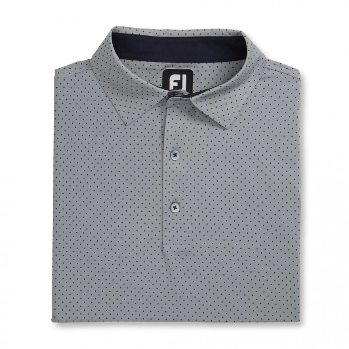 Footjoy Stretch Lisle Dot Print Self Collar Skjorte Herre Grå | NO-45NDLB