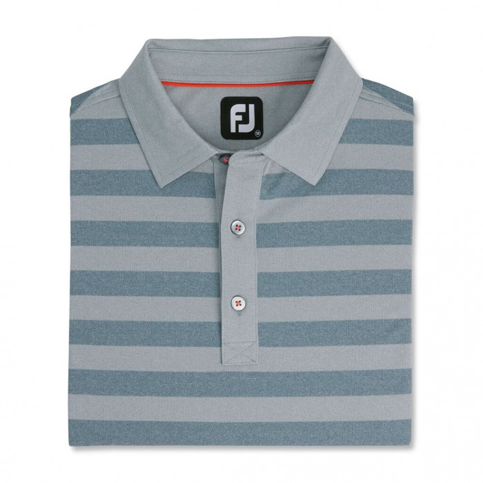 Footjoy Stretch Pique Rugby Stripe Self Collar Skjorte Herre Grå | NO-47TJUM