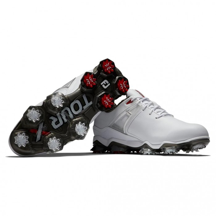 Footjoy Tour X Spikes Golfsko Herre Hvite Rød | NO-01LZGS