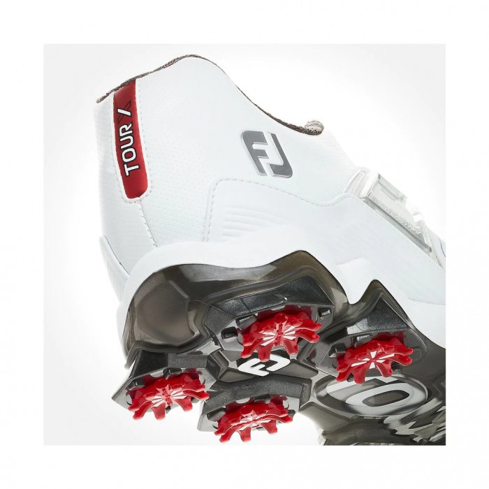 Footjoy Tour X Spikes Golfsko Herre Hvite Rød | NO-01LZGS