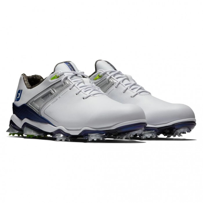 Footjoy Tour X Spikes Golfsko Herre Hvite Marineblå | NO-20PNGM