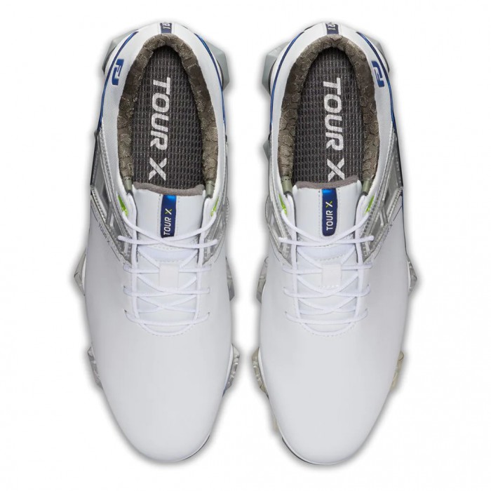 Footjoy Tour X Spikes Golfsko Herre Hvite Marineblå | NO-20PNGM