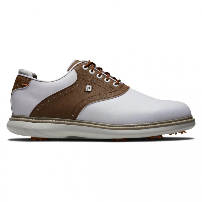 Footjoy Traditions Spikes Golfsko Herre Hvite Brune | NO-53IOWM