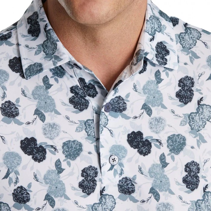 Footjoy Vintage Floral Print Lisle Self Collar Skjorte Herre Svarte | NO-53SRGF