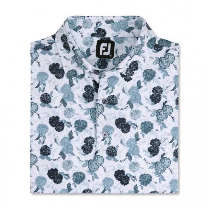 Footjoy Vintage Floral Print Lisle Self Collar Skjorte Herre Svarte | NO-53SRGF