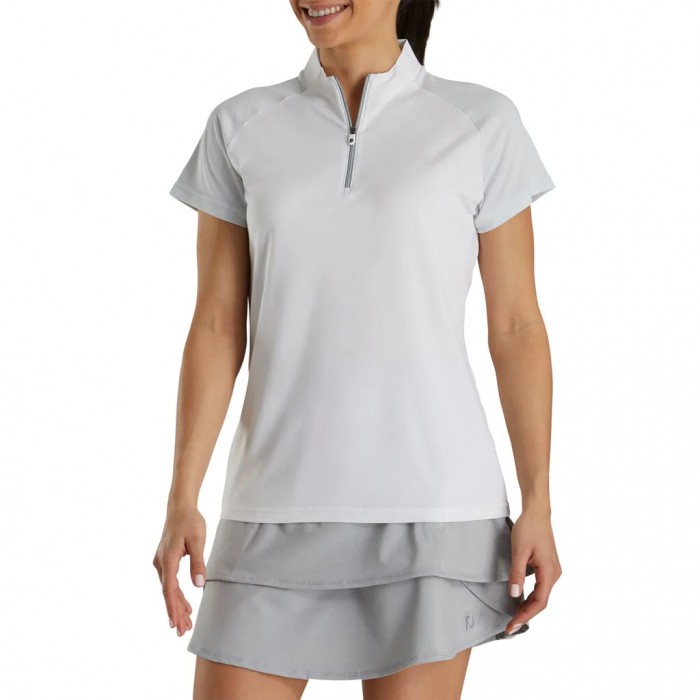 Footjoy Zip Placket Skjorte Dame Hvite | NO-06XLKG